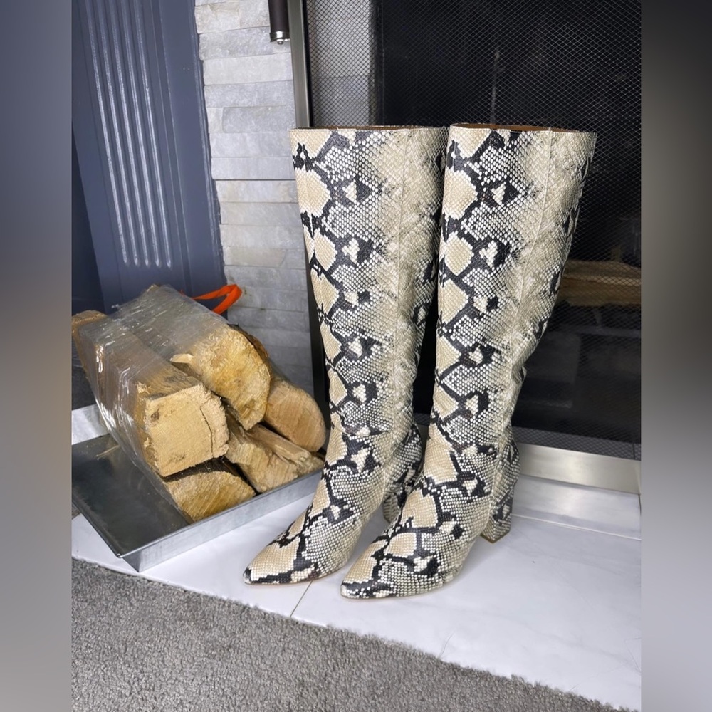 Snake skin heel boots, journee Collection
